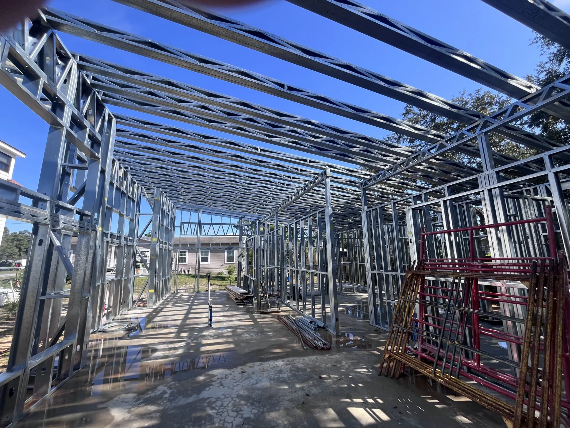 Interior steel wall and roof framing in Kentucky