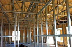 Barndominium interior framing in Kentucky